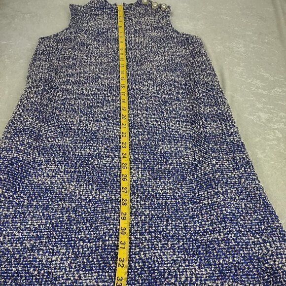 Beige By Eci Shift Dress Periwinkle Blue Pearl Button Side Pockets Size S - Picture 11 of 14